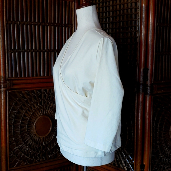 SOFT SURROUNDINGS Double Crossover Cotton Blend 3/4 Sleeve Knit Top - 1X EUC - Picture 6 of 11